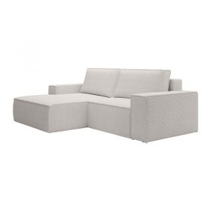 Image de Vente-unique - Petit canap&eacute; d'angle gauche convertible en velours c&ocirc;tel&eacute; beige amelia