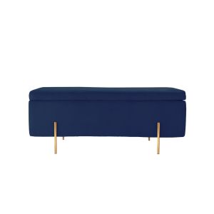 Image de Banc Coffre En Velours rve Bleu Nuit Neuf