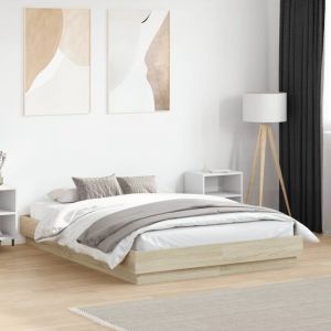 VidaXL Cadre de lit chêne sonoma 140x190 cm bois d'ingénierie