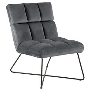 Emob Fauteuil Alan de couleur grise, avec piètement métallique noir.