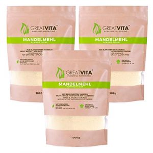 Mea Vita Farine d'amande MeaVita, naturelle, blanchie, paquet de 3 (3 x 1000g) dans un sac