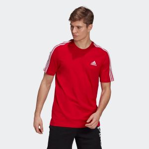 Adidas T-shirt manches courtes 3 bandes &eacute;paule Rouge - Taille L;M;S;XL;XXL;2XL