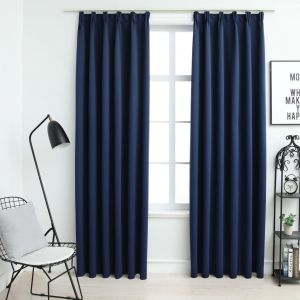 VidaXL Rideaux occultants avec crochets 2 pcs Bleu 140x245 cm