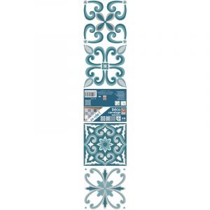 Plage Sticker carrelage décoratif autocollant en relief 3D, carreaux style ciment, nuances de vert pour style baroque sobre, x4, 15 cm X 15 cm - Bleu