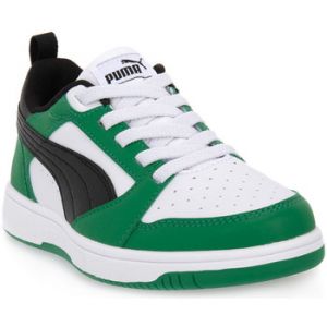Puma Unisex Kids Rebound V6 LO AC PS Sneaker, White Black-Archive Green, 30 EU