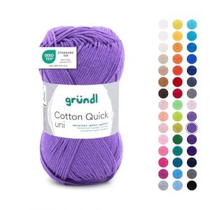 Gründl Laine Cotton Quick uni Fils à tricoter et à crocheter (100 % coton), 1 pelote à 50 g / 125 m, pourpre