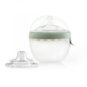 Image de Kidsme Biberon ovale 2-en-1 en silicone - Gris