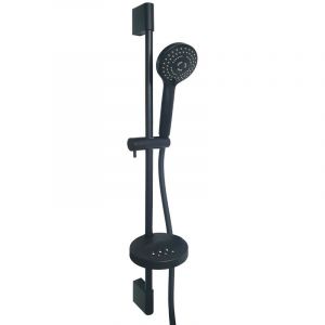 Pack pommeau de douche rond 3 jets + flexible + barre + porte savon Paini Ruby Noir Mat