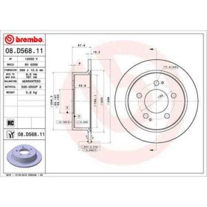BREMBO Disques de frein pour SSANGYONG: Rexton, Kyron, Actyon Sports, Actyon (Ref: 08.D568.11)