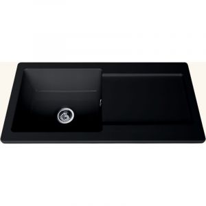 vitra &Eacute;vier c&eacute;ramique noir mat ARKITEKT 1 grand bac 1 &eacute;gouttoir