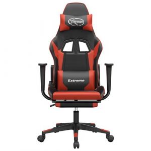 VidaXL Chaise gaming avec repose-pied Noir et rouge SimilicuirChaise Gamer Siège Gaming Fauteuil Gamer