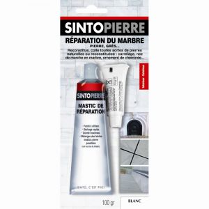 Sinto Pierre - Mastic + Durcisseur Répar Sols et Murs - Tube de 100g blanc