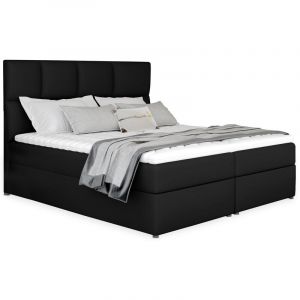 Image de Menzzo Lit-coffre avec matelas et sur-matelas Nalzen 160cm Simili Noir