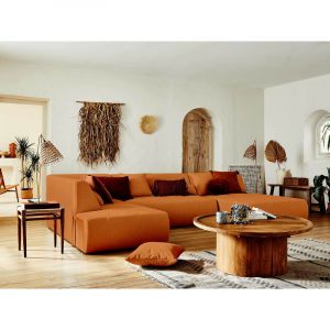 Onyx - canap&eacute; modulable panoramique d'angle gauche 7 places - en tissu - rouille - Rouille