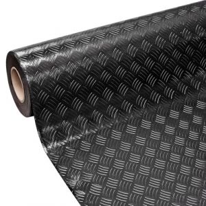Tapis en Pvc Revêtement de Sol Effet Tôle Paillasson Antidérapant Isolant Robuste Noir - 140x250 Cm