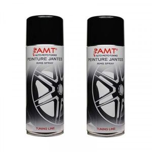 Lot de 2 bombes de peinture pour jantes - Noir - Amt