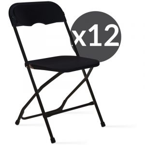 MobEventPro Lot de 12 chaises pliantes noires de réception