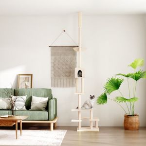 VidaXL Arbre à chat du sol au plafond Crème 268,5-294,5 cm