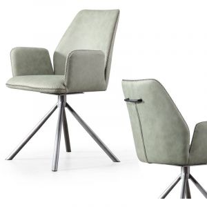 MEUBLER DESIGN Chaise De Salle À Manger Pivotante Moderne En Simili Cuir Emilio - Polyuréthane Gris, Style, 58 x 47 x 89 cm