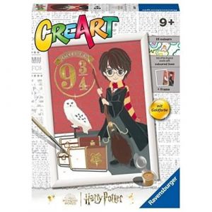 Ravensburger CreArt S&eacute;rie D: Harry Potter, d&eacute;part pour Poudlard, kit de peinture avec num&eacute;ros, contient une planche pr&eacute;imprim&eacute;e, pinceau, couleurs et accessoires, jeu cr&eacute;atif pour enfants 7 ans