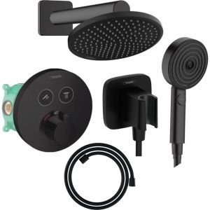 Hansgrohe Colonne de douche encastrée thermostatique ShowerSelect s Douche Vernis s Flexible Designflex Douchette Pulsify noir