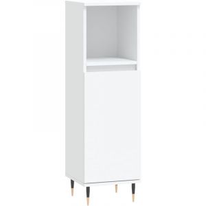 VidaXL Armoire de Salle de Bain, Colonne avec 2 Compartiments et Étagère, Meuble de Rangement avec Pieds Toilette, Moderne, Blanc Bois d'Ingénierie