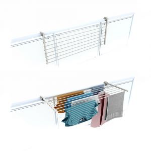 Étendoir balcon pliable et inclinable pour extérieur – blanc – 102x63x8 cm - FOXYDRY DUO