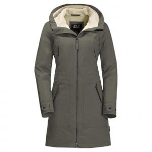 Image de Jack Wolfskin Women's Rocky Point Parka - Manteau taille L, vert olive/noir