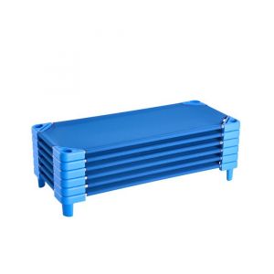 VEVOR Lit de Sieste empilable pour Enfant, 6 pcs, lit de Couchage Portable pour Tout-Petits, 130 x 57 cm, lit de garderie pour Enfants, pour Salle de Classe préscolaire, pour Dormir, se Reposer, Bleu