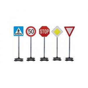Jamara Set 5 panneaux de signalisation 81 cm - securite routiere cycliste - jouet plein air jardin - set jeu educatif pedagogique + carte