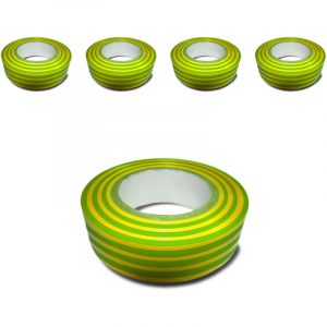 Zenitech Lot de 5 rouleaux adhésifs 15mmx10m - Vert/Jaune