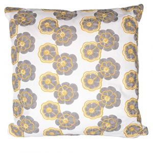Vacchetti 2509840000 Coussin Tissu Fleurs Gris Jaune Carré, Moyen