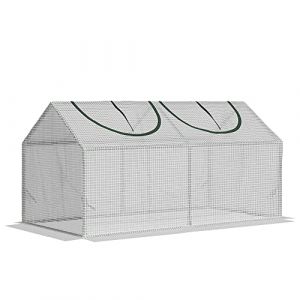 Outsunny Serre de jardin - 2 fen&ecirc;tres - couverture en PE haute densit&eacute; 140 g/m&sup2; - cadre en acier - 120 x 60 x 60 cm - blanc