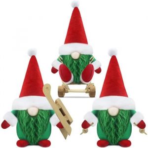 Gnomes de No&euml;l D&eacute;coration de No&euml;l Lutin 3 pi&egrave;ces 17x10x7cm