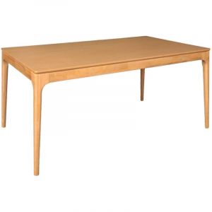 Table &agrave; manger rectangulaire naturelle bois d'h&eacute;v&eacute;a et placage fr&ecirc;ne 6 places Elena