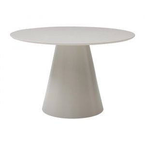 Table &agrave; manger ronde 4 personnes en MDF - Beige - ANTALIZA