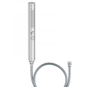 Jacob Delafon Pommeau de douche Shift+ rond 2 jets chrom&eacute; + flexible 175 cm m&eacute;tal