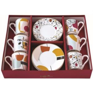 Easy life COFFRET 6 TASSES A CAFE EN PORCELAINE 100ML MODERNISME - EASYLIFE