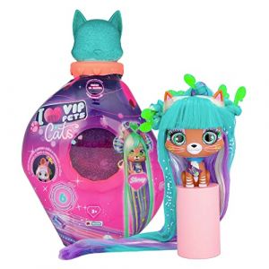 VIP PETS Stormy | Poupée à Collectionner avec une Tête de Chat, de Longs Cheveux à Coiffer et à Décorer avec des Bijoux, Jouet Cadeau pour Filles et Garçons +3 Ans