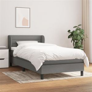 VidaXL Boxspring met matras stof donkergrijs 90x200 cm3126294