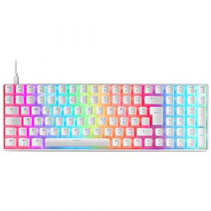 Marsgaming Mars Gaming MKULTRA, Clavier Mécanique Blanc RGB, Compact 96%, Switch Outemu SQ Marron, Espagnol -US