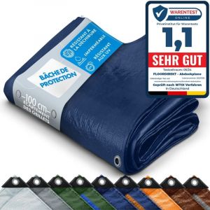 Floordirekt - Bâche de protection imperméable multifonctionnelle 140 g/m² Bleu 8 x 12 m
