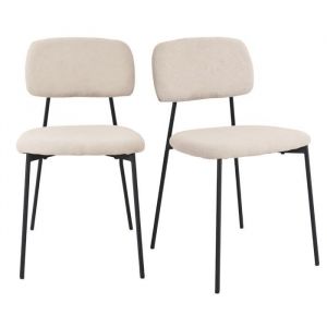 Lot de 2 chaises tissu beige nougat et pieds métal noir – delilah