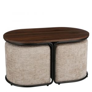 Mica Decorations Table basse avec poufs gris clair H41