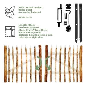 BOGATECO Portillon Ferme Jardin en Bois Largeur: 100cm Hauteur: 120 cm Comprend Charnières et Accessoires porte droite
