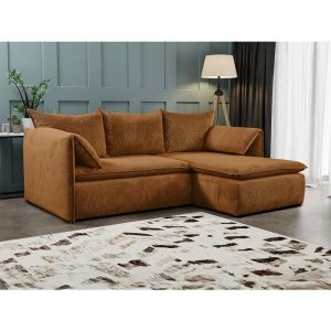 Canapé d'angle velours 4 places terracotta