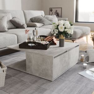 VidaXL Table basse Gris béton 80x80x31 cm Aggloméré