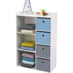 Decoratie Armoire enfant 3 niches 4 tiroirs bleu gris Happy Autres Bleu