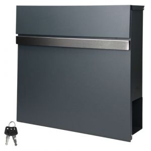 Boîte aux lettres murale en acier anthracite avec compartiment à lettres 2 clés