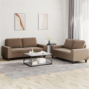 VidaXL Design In - Ensemble de canapés 2 pcs marron tissu 37090 - Brun